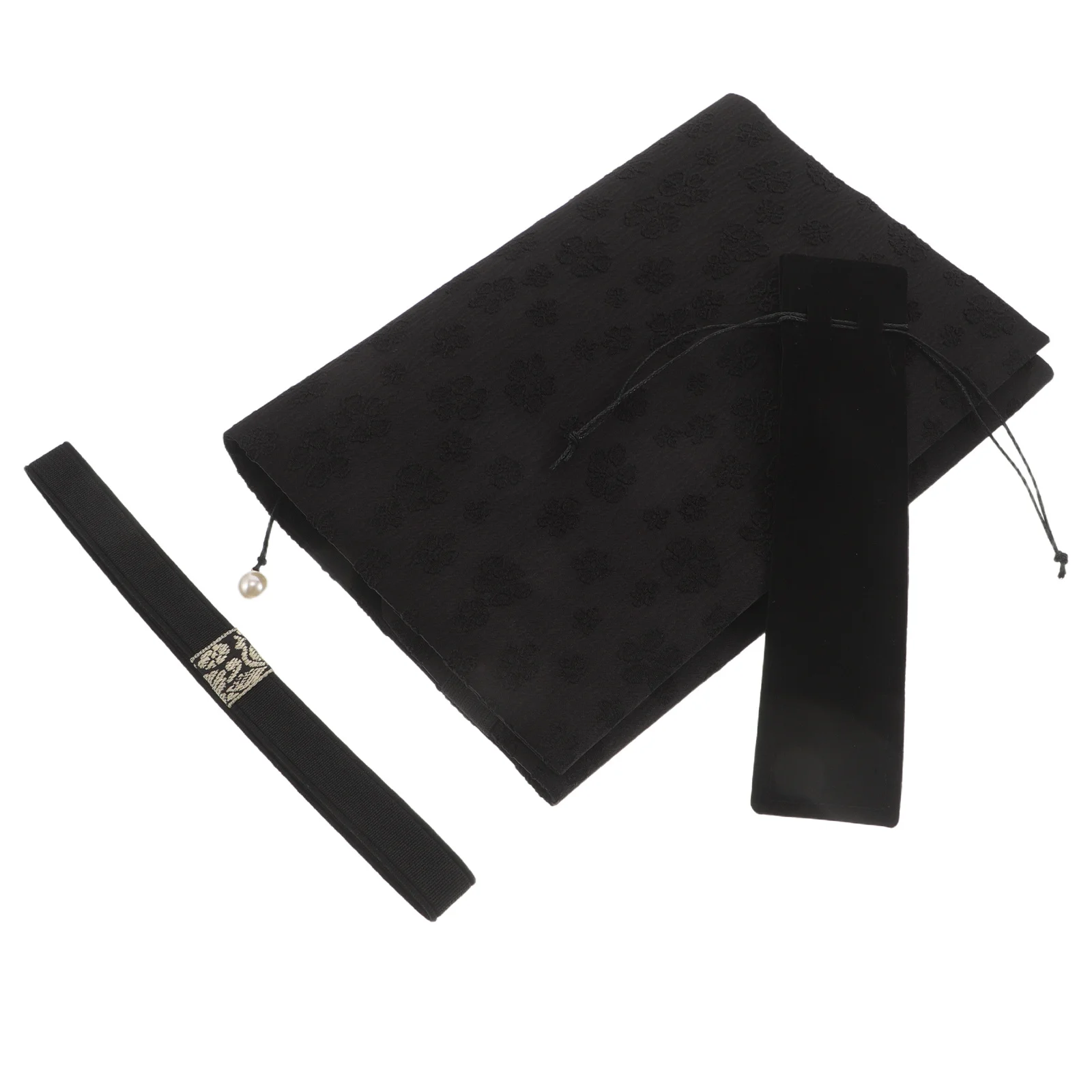 حافظة كتب من القماش مقاس A5 قابلة للغسل - غطاء حماية للكمبيوتر الدفتري من القماش الأسود لمجلة تكوين اليوميات - مقاوم للغبار وخفيف الوزن