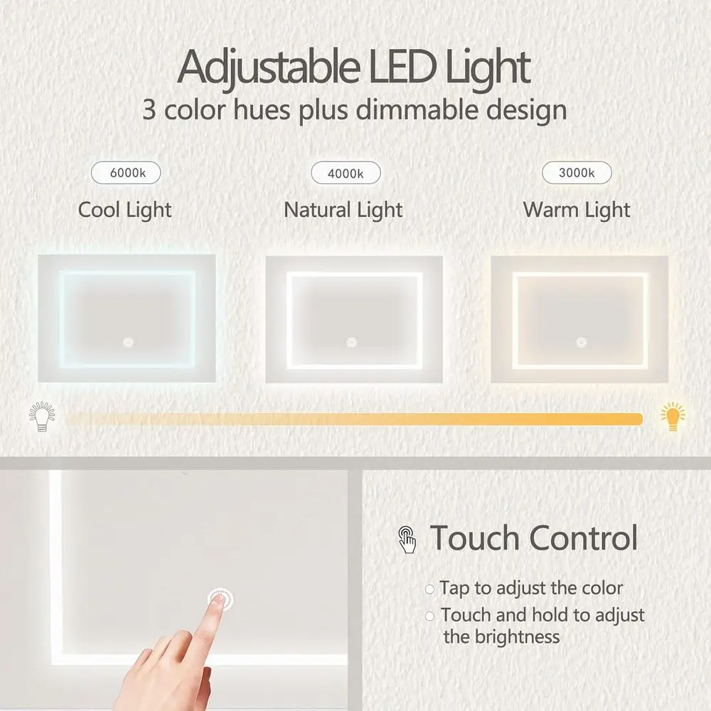 DAFIFY Mirror & LED Lights Desk with Power Outlet, Dimmable Lighting, 7 Drawers & Storage, Padded Stool - Bedroom Dressing Room