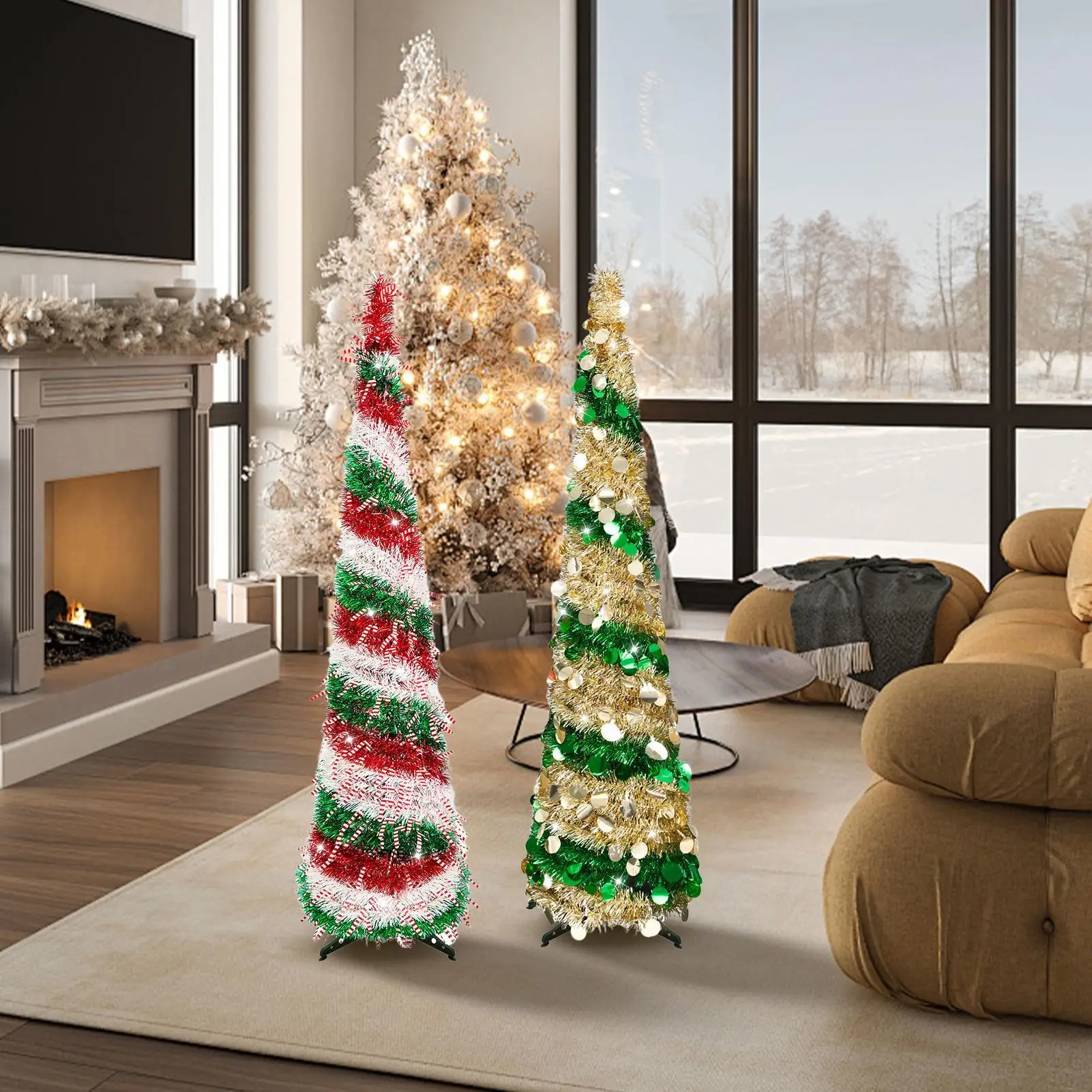 

Realistic Christmas Tree Popup Artificial Christmas Tree Holiday Home Office Decor for Apartment Indoor Fireplace Porch Decor