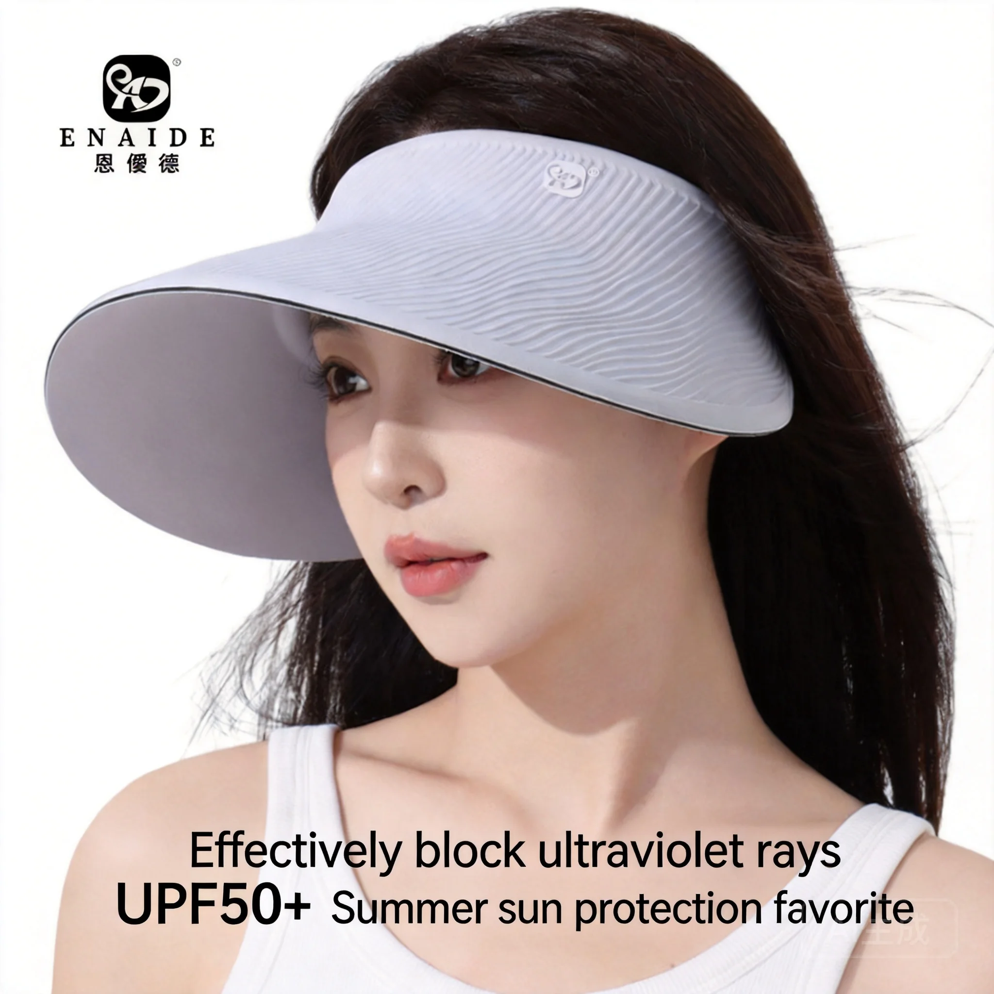 100% Cotton Stripe Texture No Trace Empty Top Sun Hat For Women Upf 50 Plus Uv Protection Wide Brim Adjustable Sunscreen Visor