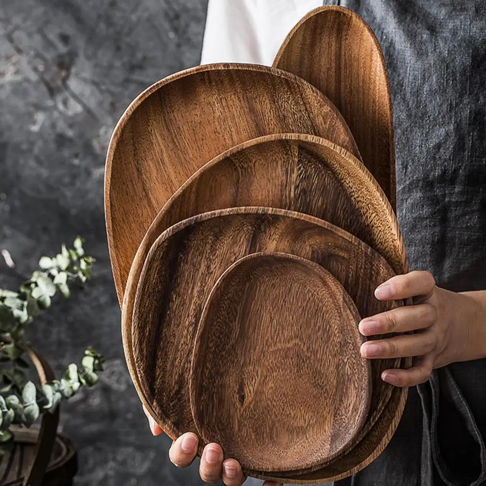 Irregular Tray Wood Rectangle Oval Walnu Wooden Round Pastry Serving Plate Food Dish Dried Fruit Storage Dessert Tableware Suppl