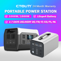 CTOLITY 1800W Porable Power Station 1024Wh Lifepo4 Battery UPS Function Pure Sine Wave Solar Generator Emergency Power Supply RV