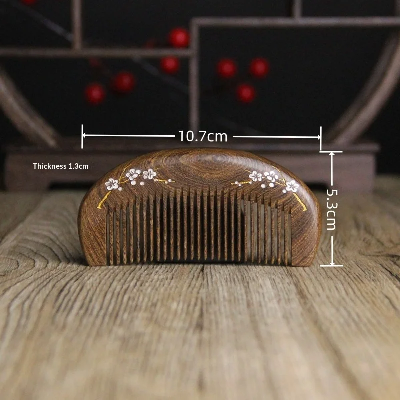 Natural Wood Comb Golden Sandalwood Scalp Massage Portable Hair Comb Anti-Static Hairbrush Head Acupuncture Point Massage Gift