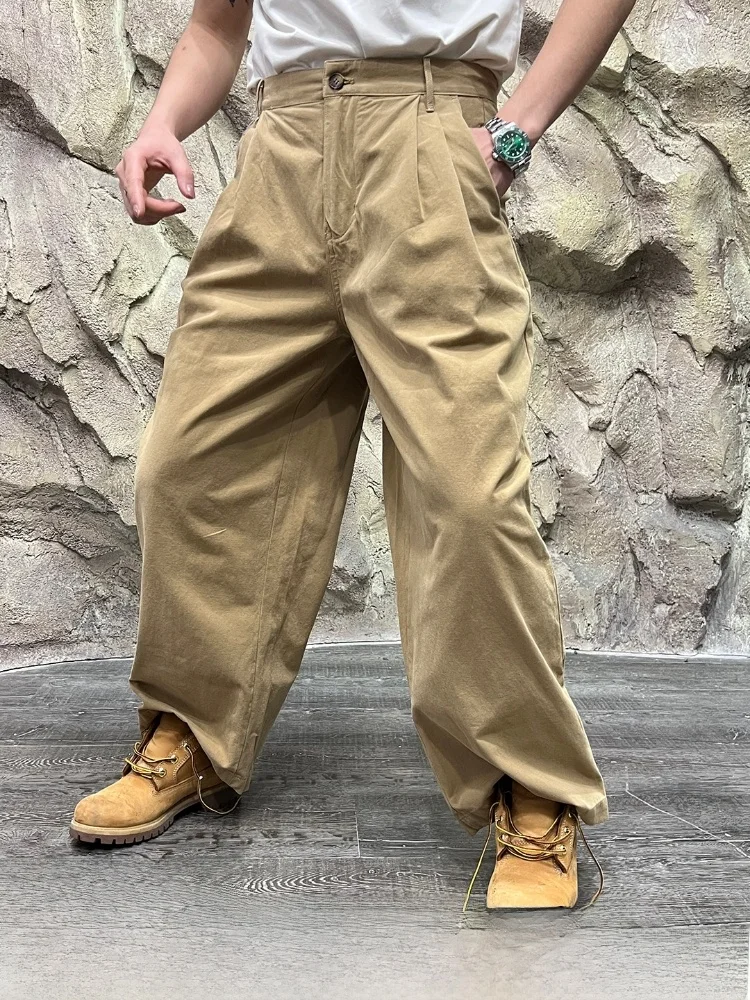 

Heavyweight American Sle Dad Pants Loose Fit Cotton Breathable Casual Trousers Men's New Autumn Waed Straight Leg Pants