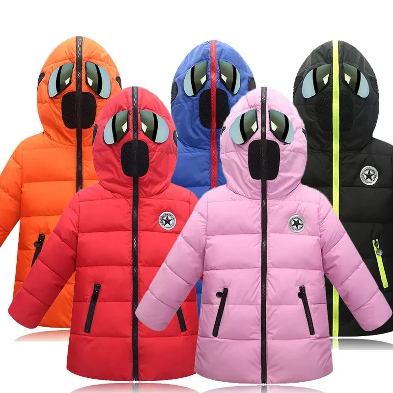 New winter children\'s down jacket boys\' glasses hood thickened cotton jacket girls\'outdoor snow windproof and warm coat 3-10Y