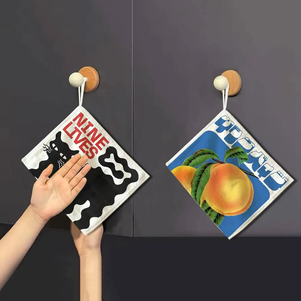 Abstract Gradient Halo Open Your Mind Japanese Retro Polyester Cotton Hand Wiping Towel, Durable for Household Restaurant Use