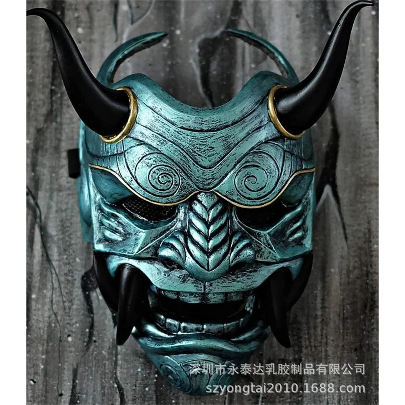 NewHalloween Masquerade الأحمر Prajna قناع الساموراي قناع اليابانية اللاتكس كامل الوجه كشر الأنياب مضحك مخيف شبح الله معالج Masks20