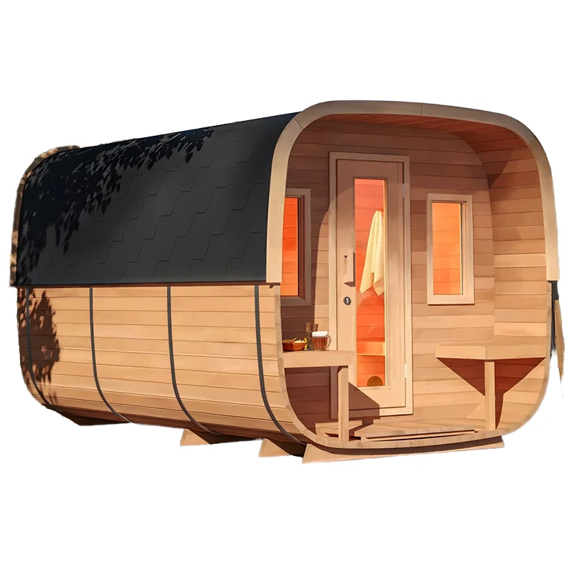 Factory Price Customized Modern Outdoor Sauna Room Solid Wood Hemlock With Far Infrared Wet Steam Stove Function For 4 People