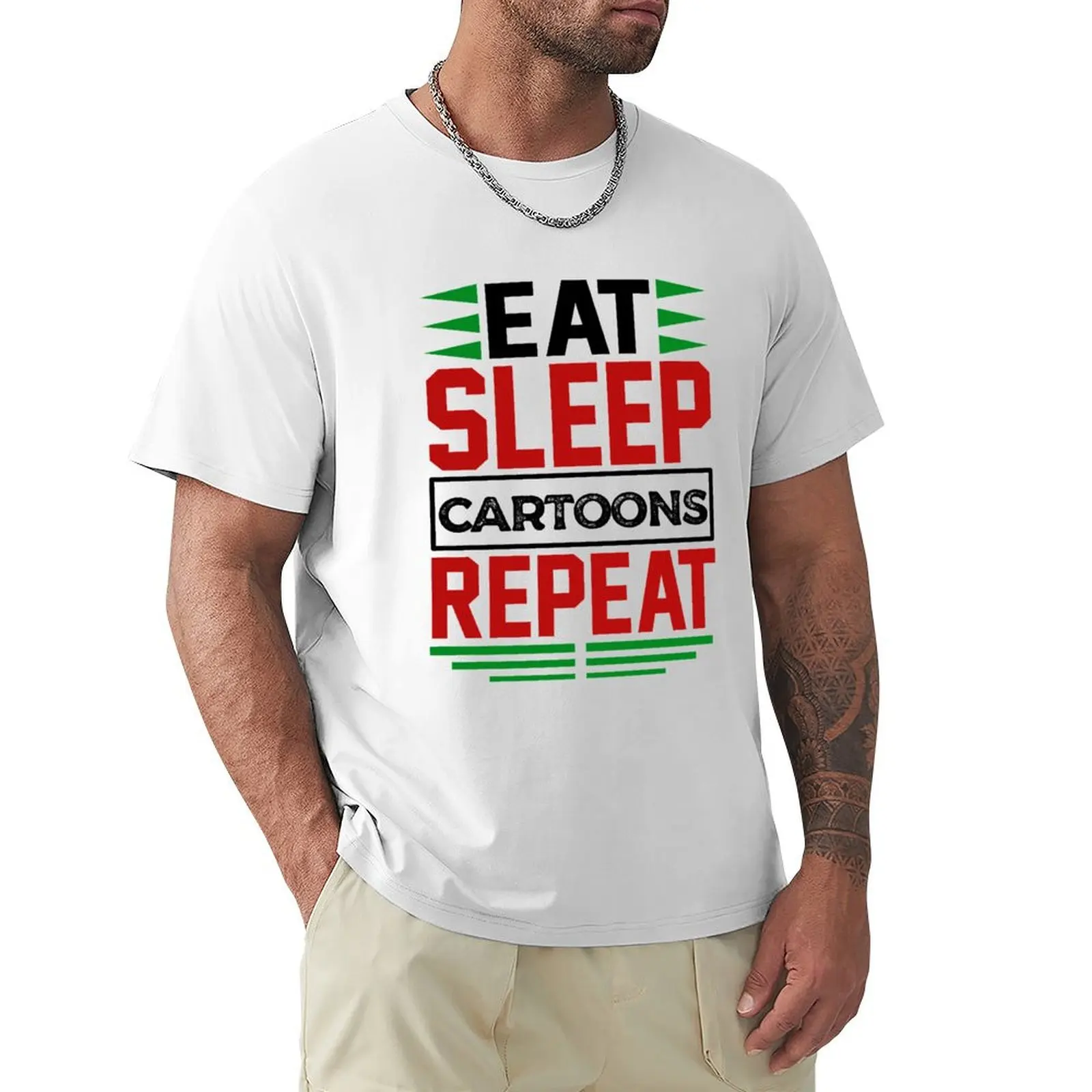 Eat. Sleep. Cartoons. Repeat. (Light) T-Shirt summer tops for a boy boys animal print t shirts for men