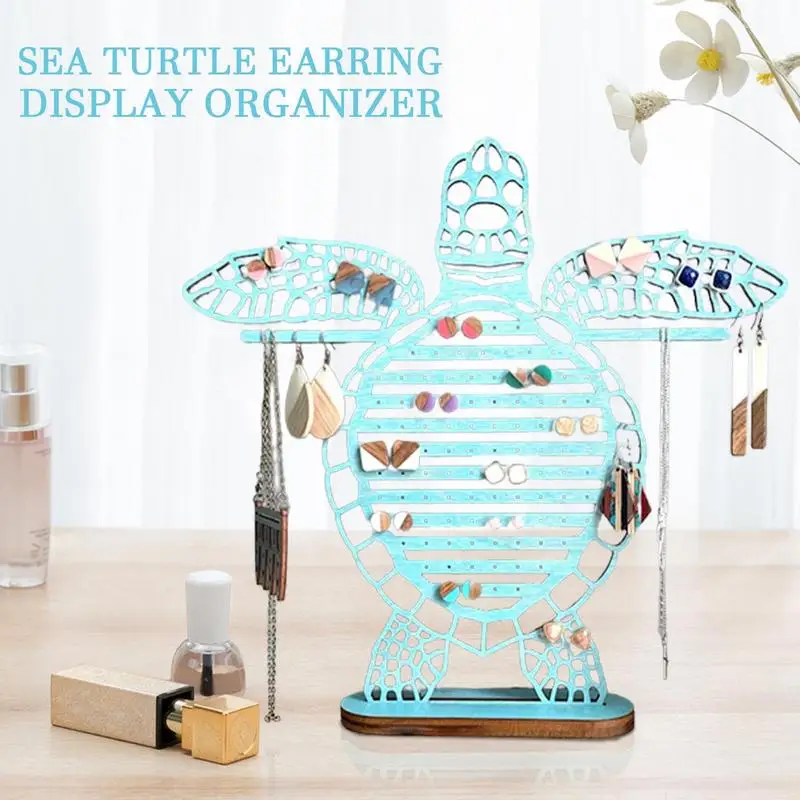 

Earring Display Jewelry Display Stand Sea Turtle Shaped Wooden Hanger For Organization Necklace Women Girls Home Decoration