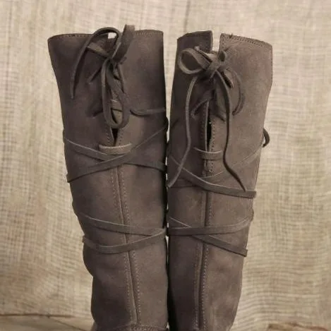 Mittelalterliche Retro Nordische Krieger PU-Lederstiefel für Männer und Frauen, Ritter-Cosplay-Stiefel, Karneval Renaissance Party Fancy Anime Schuhe 2026 – Detail 6