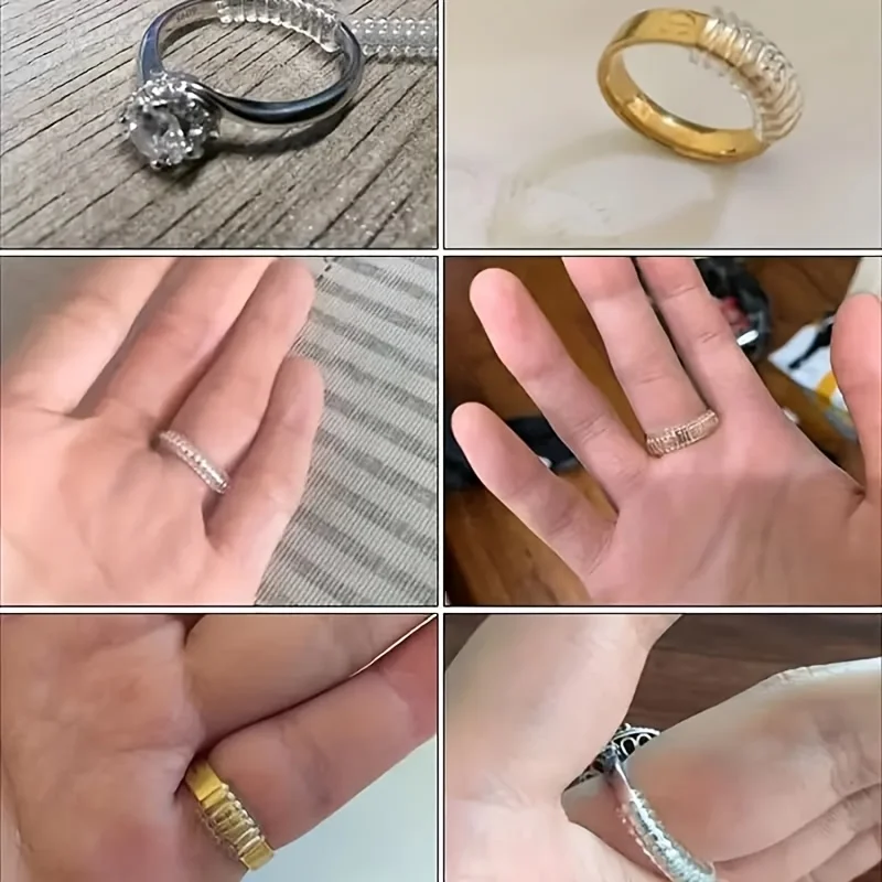 4pcs Ring Size Adjuster Invisible Jewelry Sizer Shrink Wrap Anti-fall Protection Ring Guard Ring Size Adjuster for Loose Rings