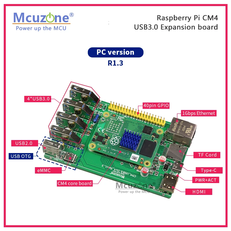 CM4 USB3.0 expansion board Raspberry Pi Compute Module 4 based  VL805 PCIe to USB3.0  5G openwrt arm win10