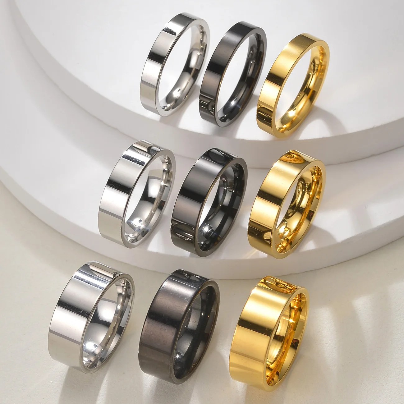 4/6/8mm Wide Stainless Steel Rings High Polished New Fashion Classic and Generous for Men's and Women's Кольцо Jewelry Gift