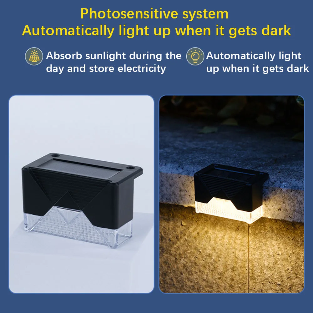 야외 태양광 데크 조명, IP65 방수 LED 태양광 계단 조명, 야외 난간, 울타리 마당 파티오 통로, 4 팩