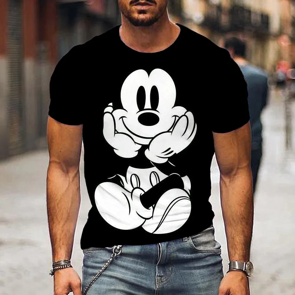 2024 Disney Zomer Mickey Mouse 3d Print Cartoon Anime Korte Mouw T-Shirts Mannen Streetwear Kinderen Straat T-Shirt Mannen