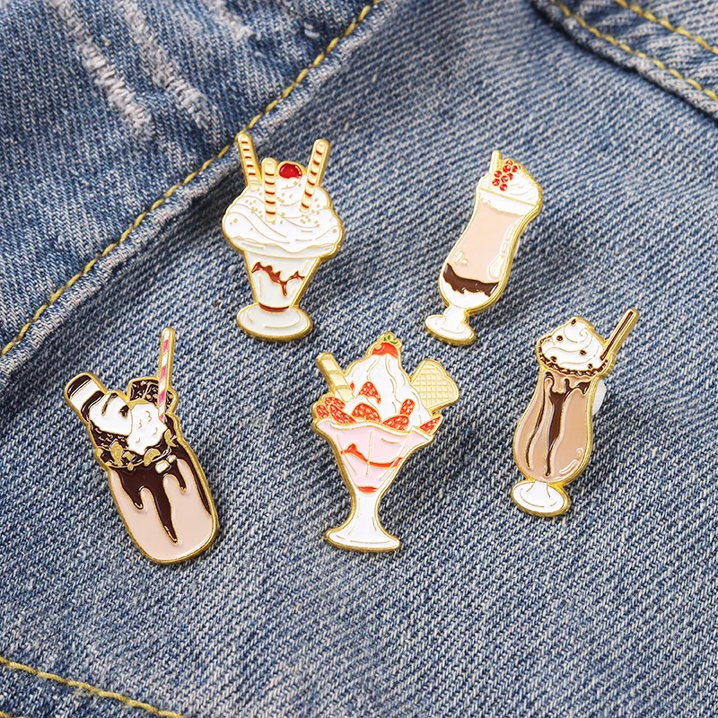 Cold Drink Cat Planet Strawberry Ice Cream Shape Brooch Clothing Accessories Backpack Brooch Badge Lapel Pin Ice Cream Brooch