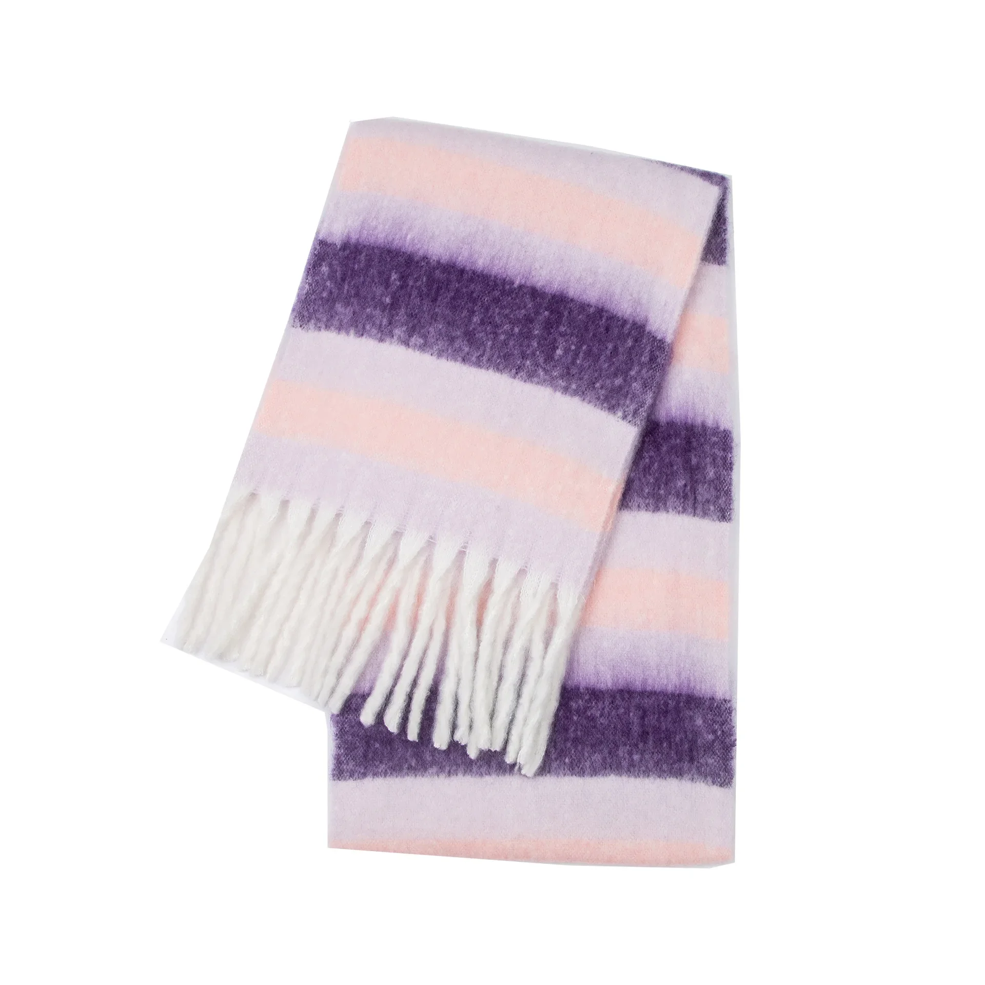 2024 Winter Thick Warm Scarf Women Cashmere Shawl and Wraps Pashmina Neckerchief Bufanda Female Rainbow Hairy Tessel Echarpe New