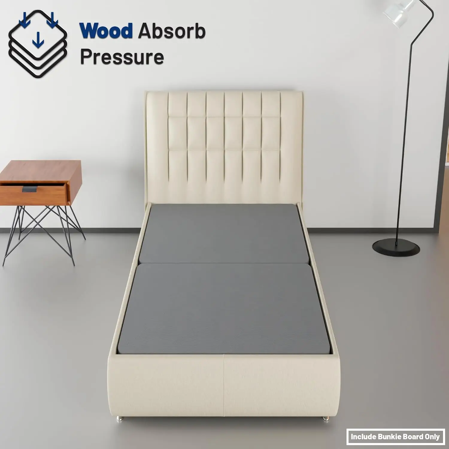 

Wood Split Bunkie Board/Slats,Mattress Bed Support,Fits Standard, Twin, Grey