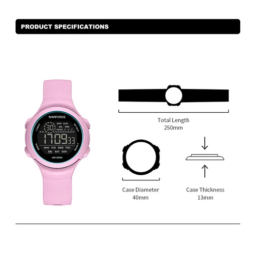 Imagen 2 del producto NAVIFORCE Reloj deportivo de lujo para Mujer, correa de sílice, pantalla Digital LCD, relojes de pulsera electrónicos, Reloj de vestir para Mujer
