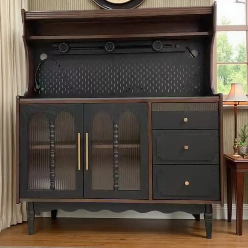 

Wooden Coffee Corner Wheel Dresser Living Room Black Sideboard Cabinet Modern Ergonomics Kitchen Furnitures Dining Aparador