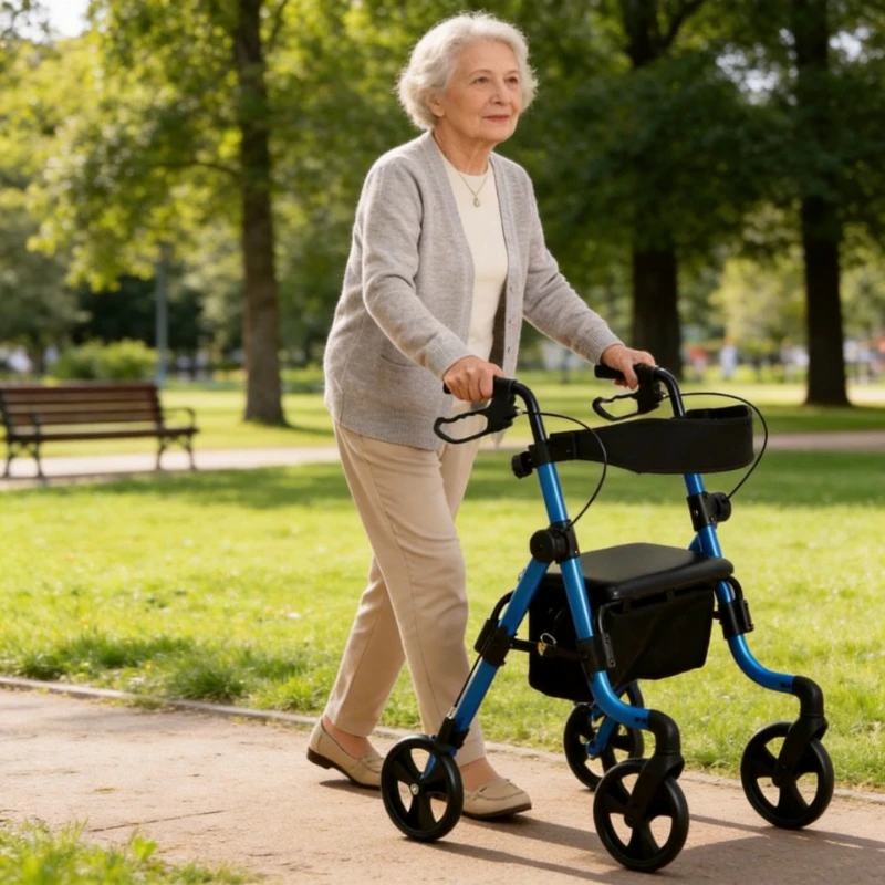 Elderly Rehabilitation Walking Assist Rollator Walkers with Seat for Seniors, Foldable Mobility Walker, Training Mobility Aids