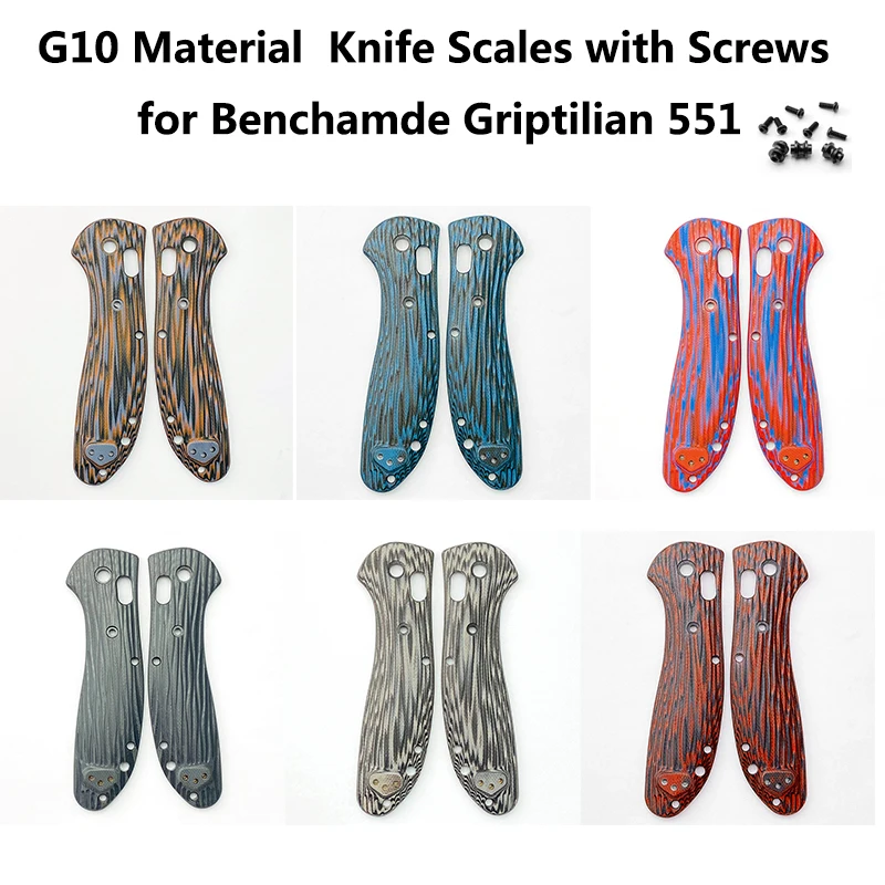 1 Pair 8 Colors Custom G10 Scales Grip Patches for Benchmade Griptilian 551 Handles Folding Knife Parts DIY Make Accessories CNC