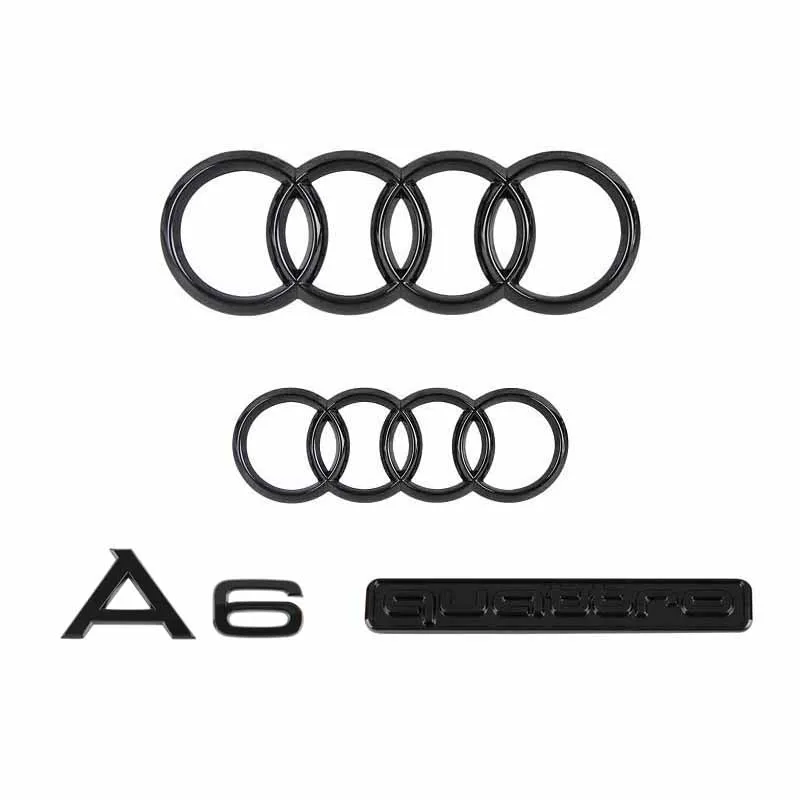 4PCS/set Auto Accessories Suitable For Audi A6 2020-2023 Car Logo 4 Ring Front Grille Badge Rear Luggage Compartment Sticker