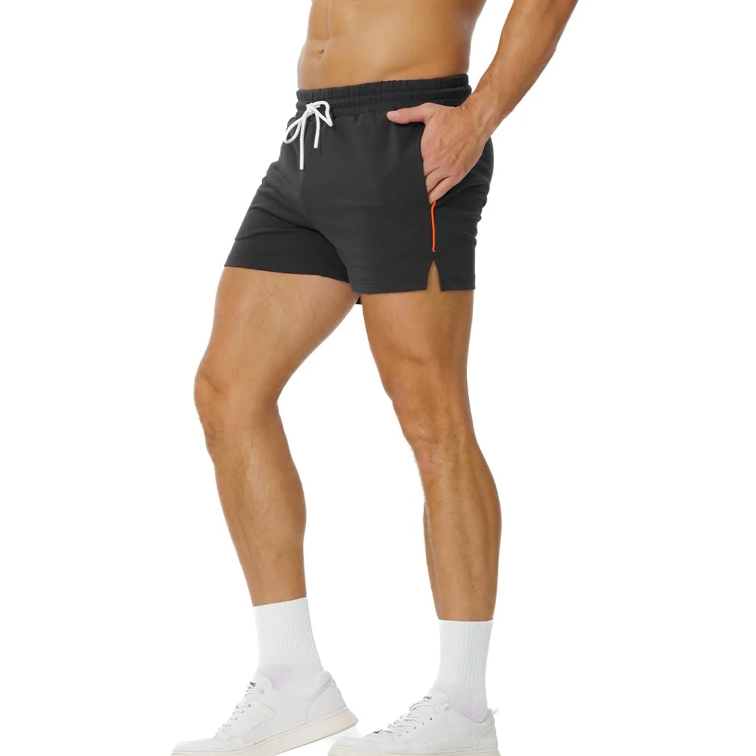 Mens Workout Sweat Shorts 3 Inch Cotton Casual Fitness Running Shorts with Pocket