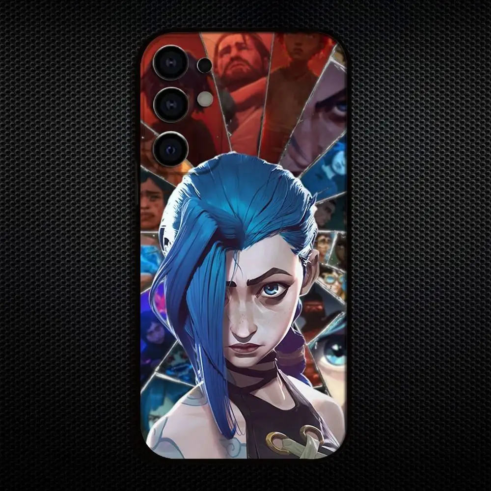 حافظة هاتف J-Jinx Arcane L-LOL لهاتف سامسونج S25، S24، S21، S22، S23، S30، Ultra، S20، Plus، Fe، Lite، Note، 10,9,5G غطاء أسود