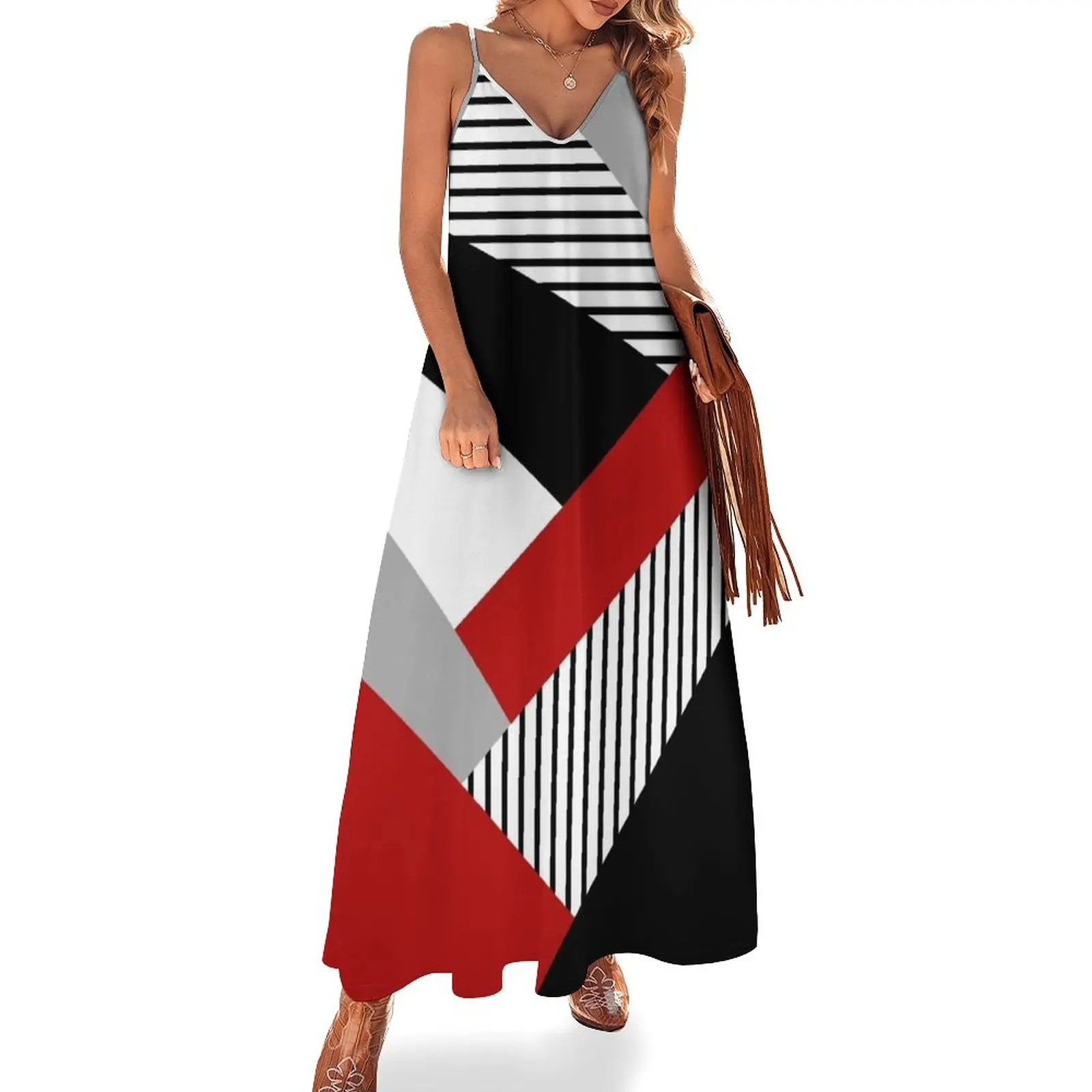 

Colorful geometry Sleeveless Dress women's summer clothing 2024 Summer skirt