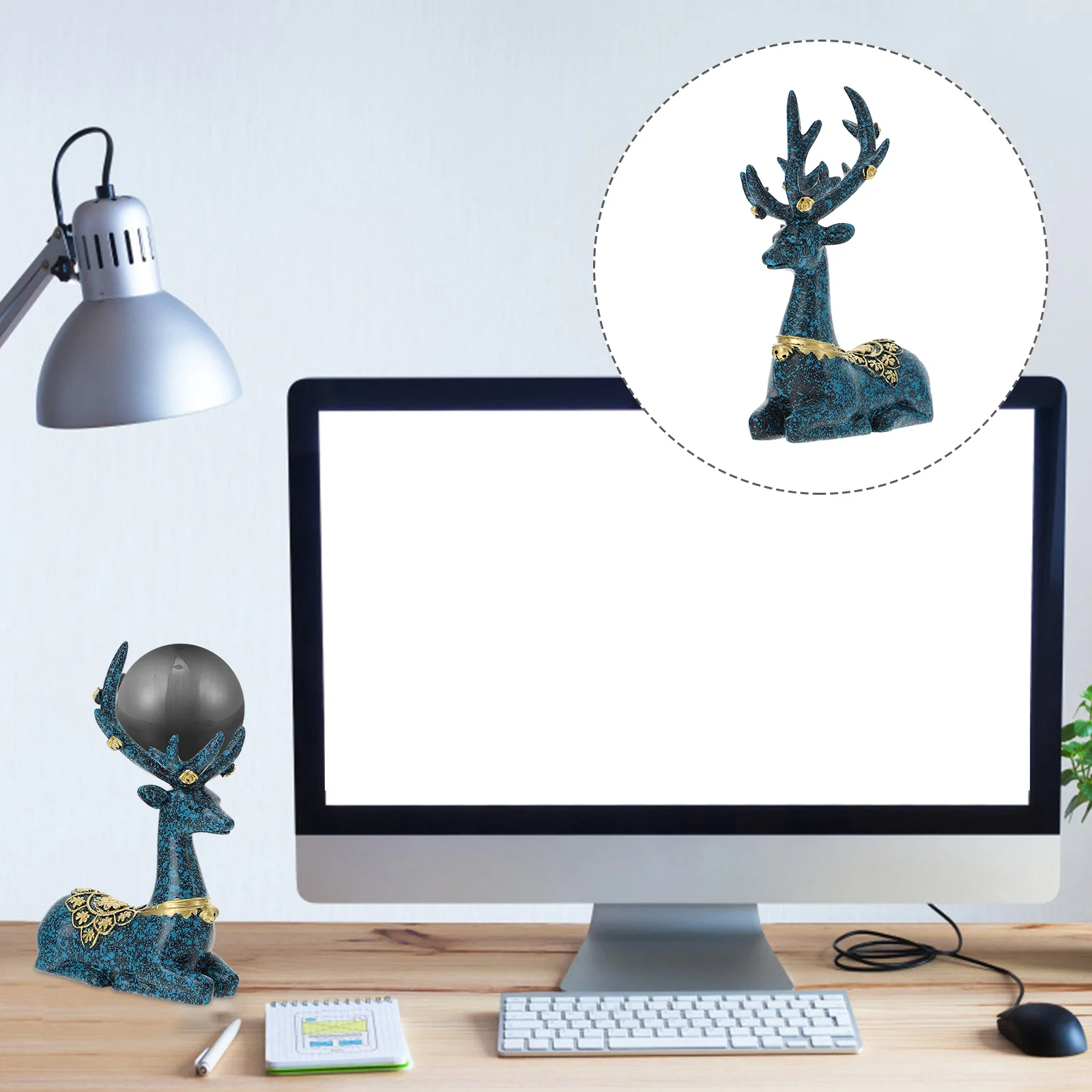 

1Pcs Elk Crystal Balls Base Resin Exquisite Vintage Decorative Display Stand for Home Office Study Shelf Ornament Holder