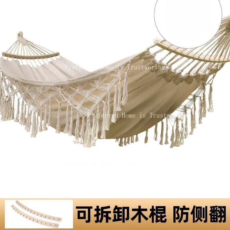 タッセルハンモック、屋外大人用アンチロールオーバースイング、キャンプ、厚い結束ロープ