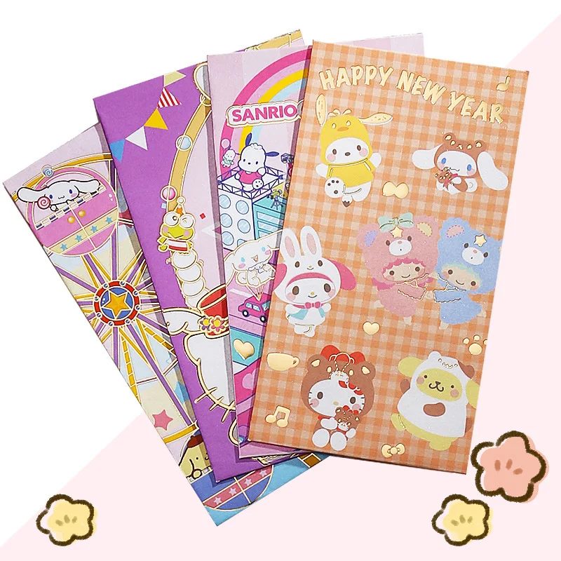 6pcs Genuinely Authorized Hello Kitty New Year Red Envelope Cartoon Cute Blessings Happy New Year Children's Holiday Gifts