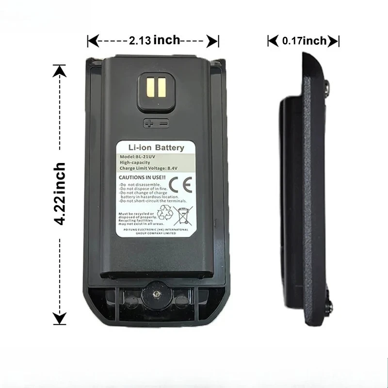For Baofeng UV-21 Pro V2 Li-ion Battery L High Capacity DC 8.4V Typc-C Charging UV21 Pro Two Way Radio Batteries Replacements