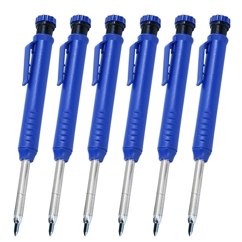 6 stuks mechanische potloden voor tekenen, houtbewerking en markeren, 2,8 mm lange kop timmermanspotlood, geschikt voor bouwwerkzaamheden