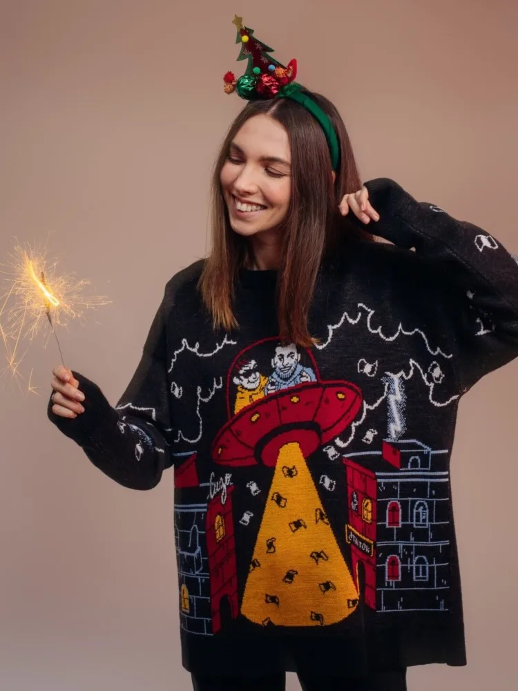 패션 여성 겨울 니트 풀오버 탑 힙합 Antihypetrain 만화 그래픽 스웨터 하라주쿠 점퍼 코트 Y2k streetwear 의류