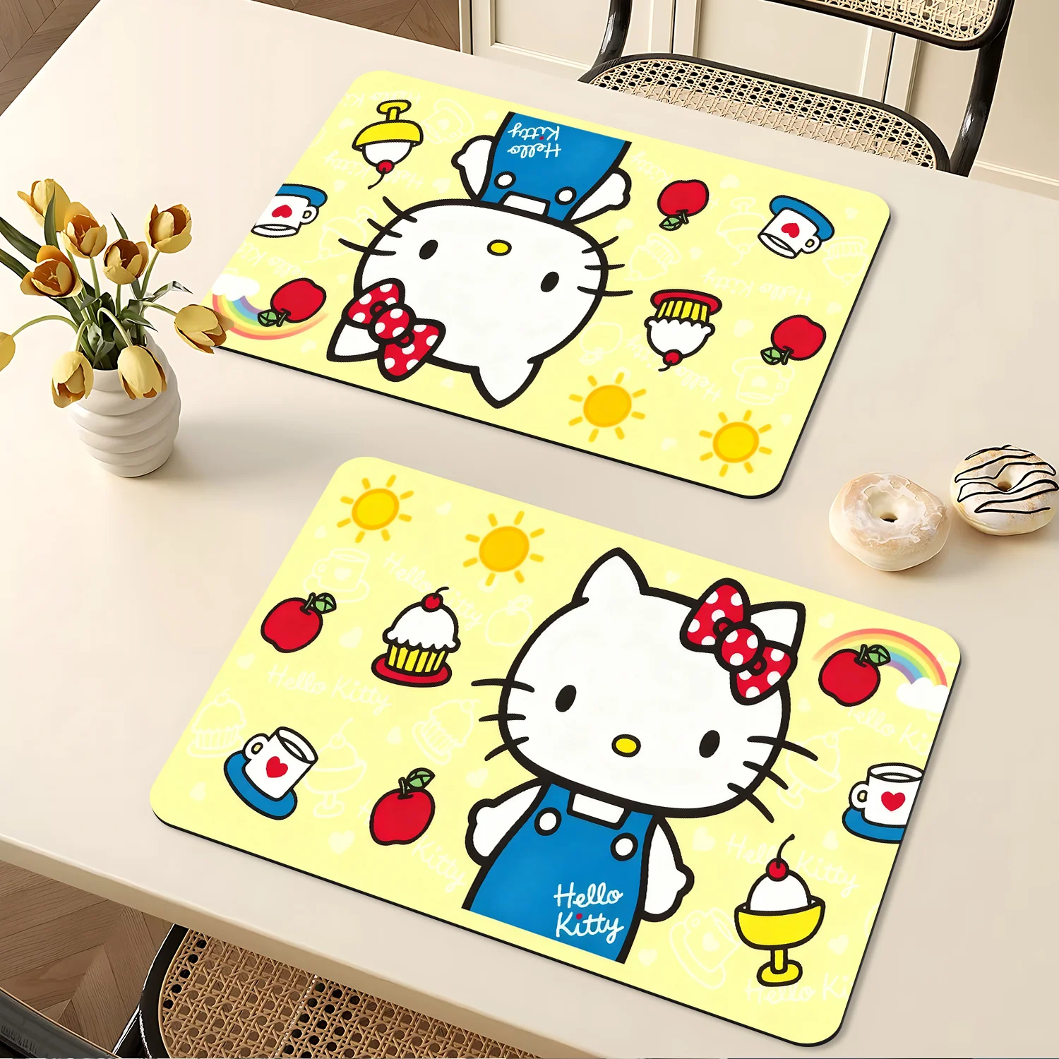 Printed Meal Mat Coffee Machine Mat, Exquisite Sanrio Series, Cute Hello Kitty, Kitchen Drying Mat Bedside Mat, Bedroom Bedsid