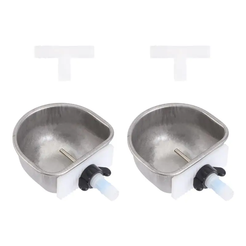 2Pcs Stainless Steel Pet Water Feeders Rabbit Drinker Bowls Cage Accessories Feeding Supplies Watering Equipment For Safe