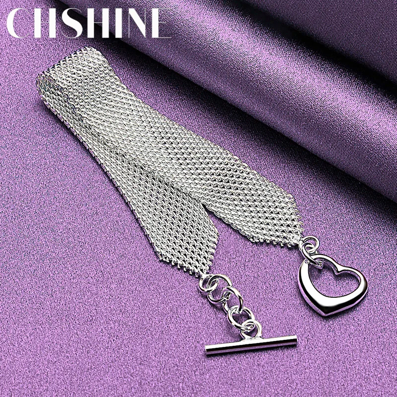 

CHSHINE 925 Sterling Silver Woven Mesh Chain Bracelet For Women Wedding Party Fashion Charm Jewelry