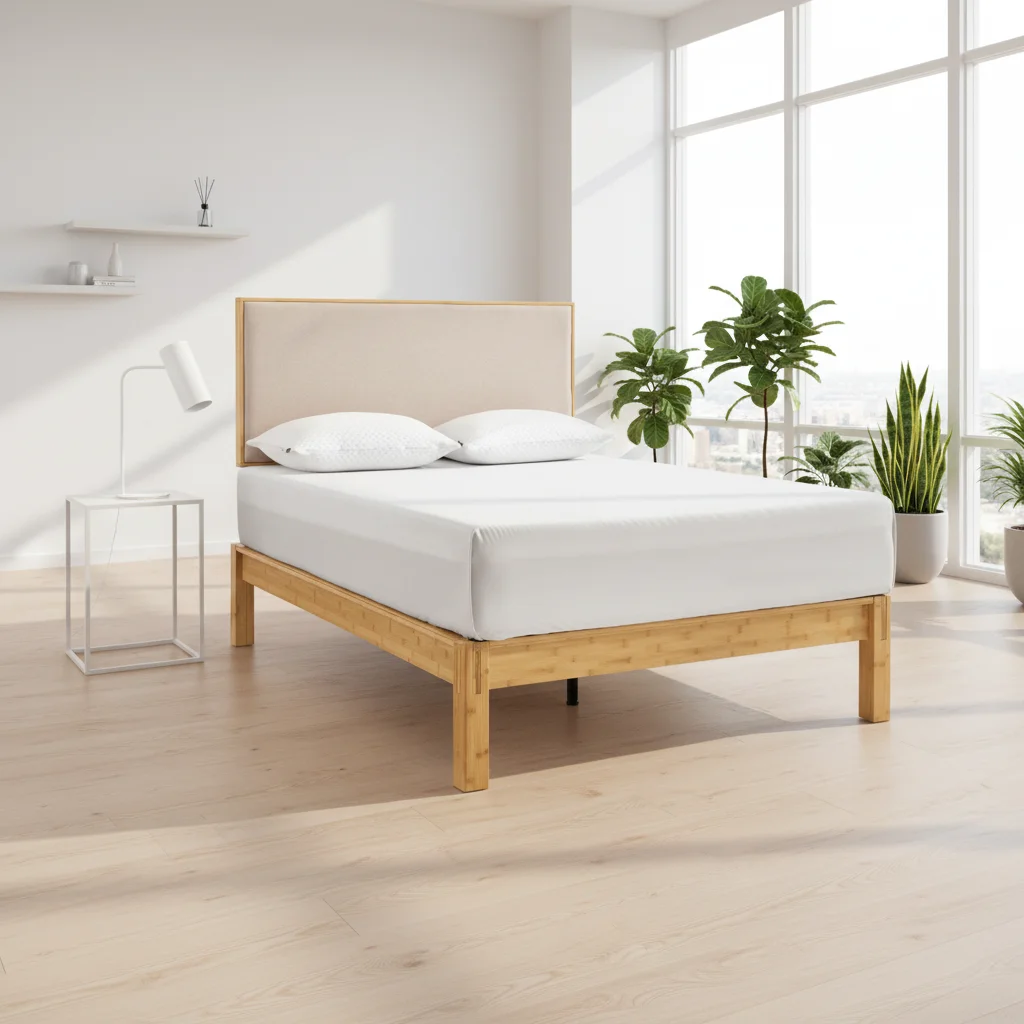 

Eco-Friendly Bamboo Wood Frame Bed Modern Design Home Furniture Soft Style Solid Bamboo Bed Framepromote sales