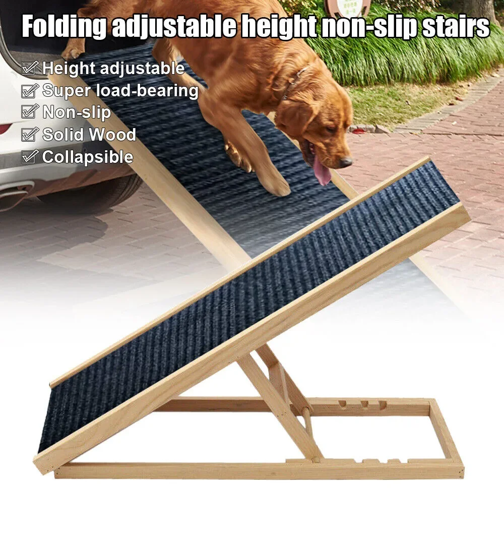 Nuevos productos para mascotas 2023, escalera de escalada ajustable de madera para mascotas, escaleras con rampa para perros, escaleras para perros pequeños y gatos, escalera Beige para perros