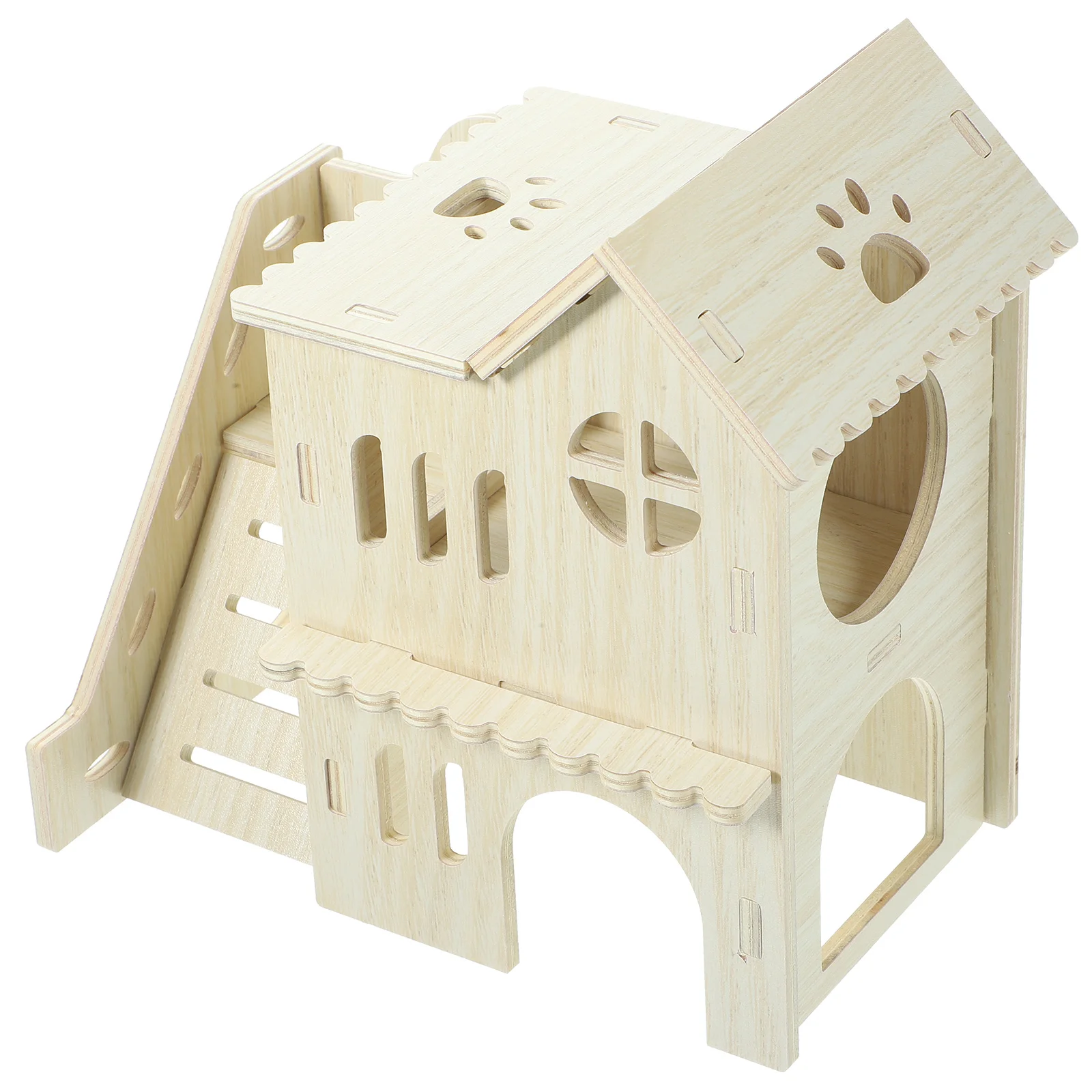 

1 Set of Hamster Hideout House Wooden Rabbit Shelter Multi-tier Small Animals Wood Hut hamster houses