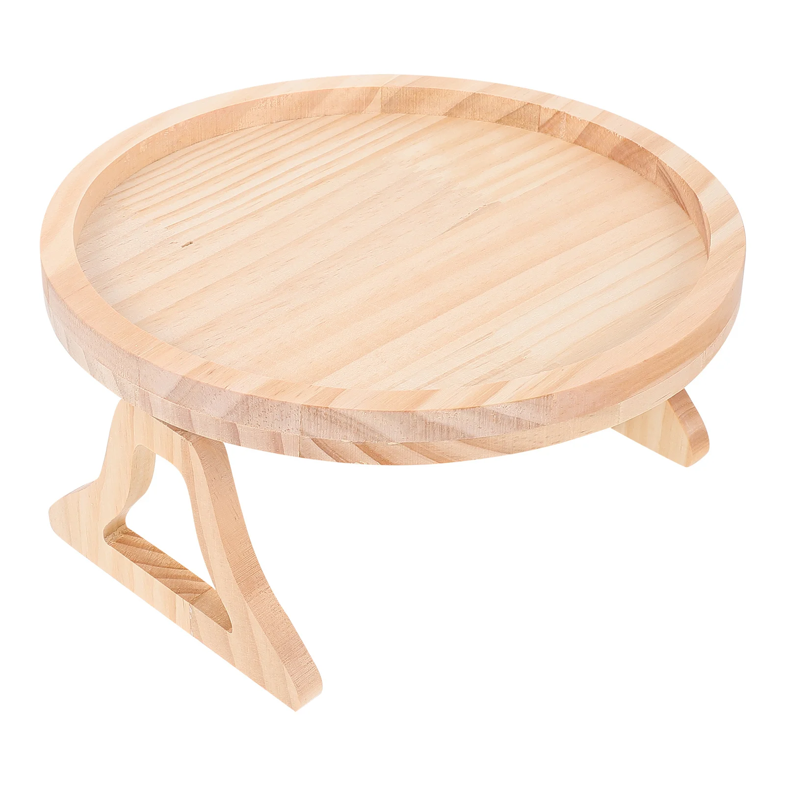 

Round Wood Sofa Round Shaped Serving Table Armrest Tray For Bed Couch Snacks Serving Multi-Function Household Table Arm Tray