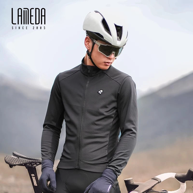 LAMEDA New Cycling Jersey Autumn Winter 5-10℃ Man Fleece Warm Windproof MTB Road Bicycle Top Clothes