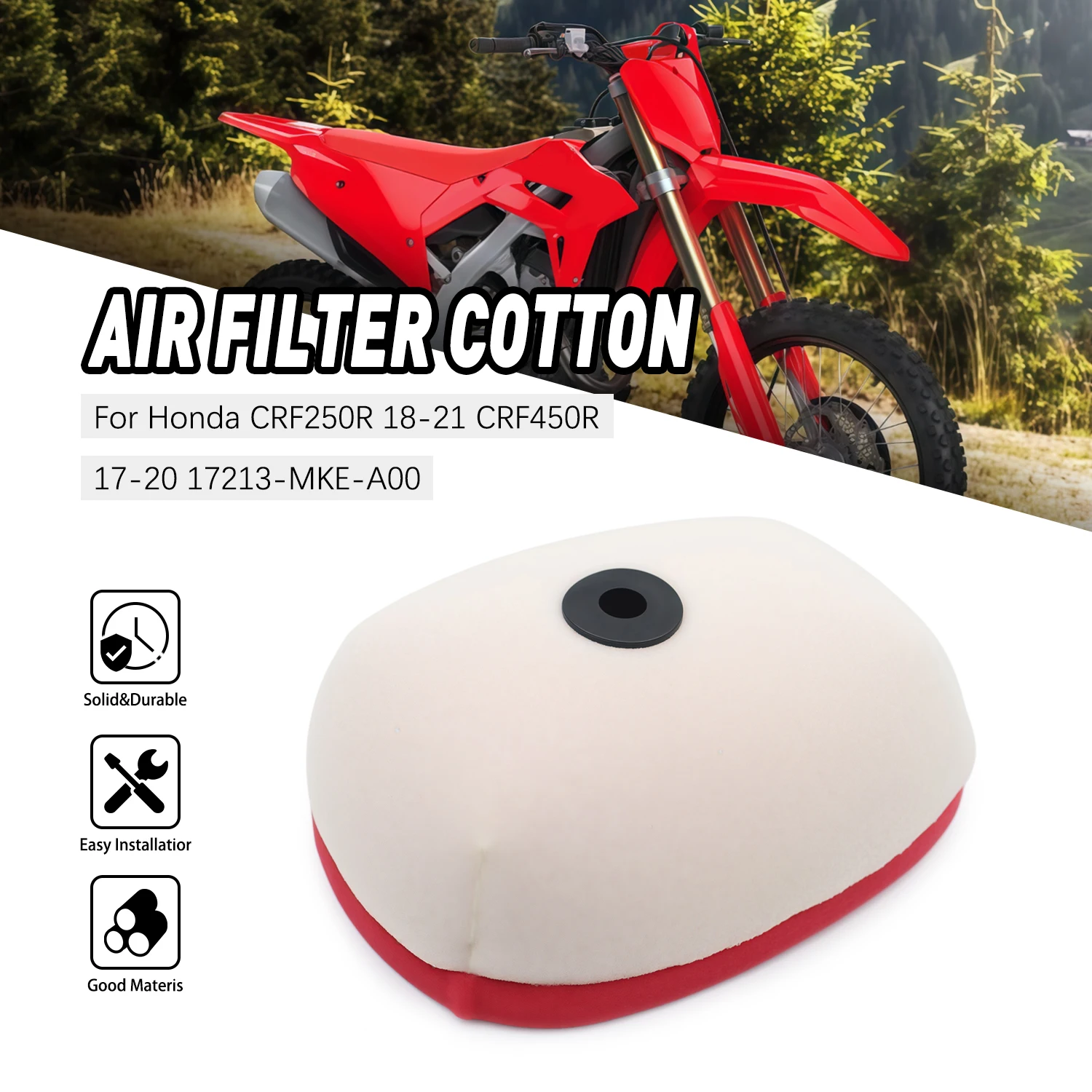 

Motorcycle Parts Air Filter Cleaner Dual Foam Layer Sponge Cover For HONDA CRF250R CRF250RX CRF450R CRF450RX CRF450 17213MKE-A00