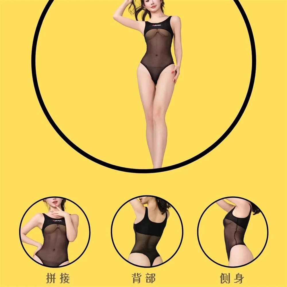 Damen Sexy Schwarzer Transparenter Mesh-Badeanzug mit Ausschnitten, Einteiliger Badeanzug, Sommer-Strandmode, Rückenfreier Monokini, Durchsichtig – Detail 7