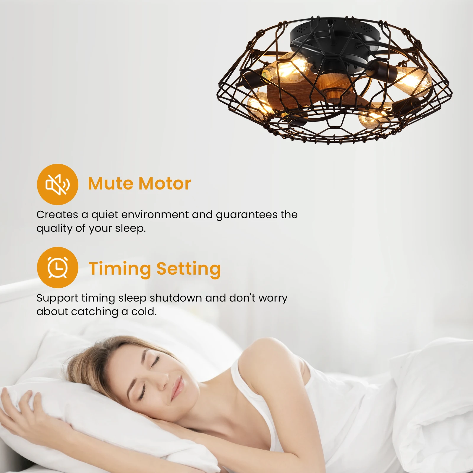 Black Cage Style Ceiling Fan Light 20 Inch Farmhouse Remote Control Industrial Retro Style Indoor Outdoor Fan Light Fixture
