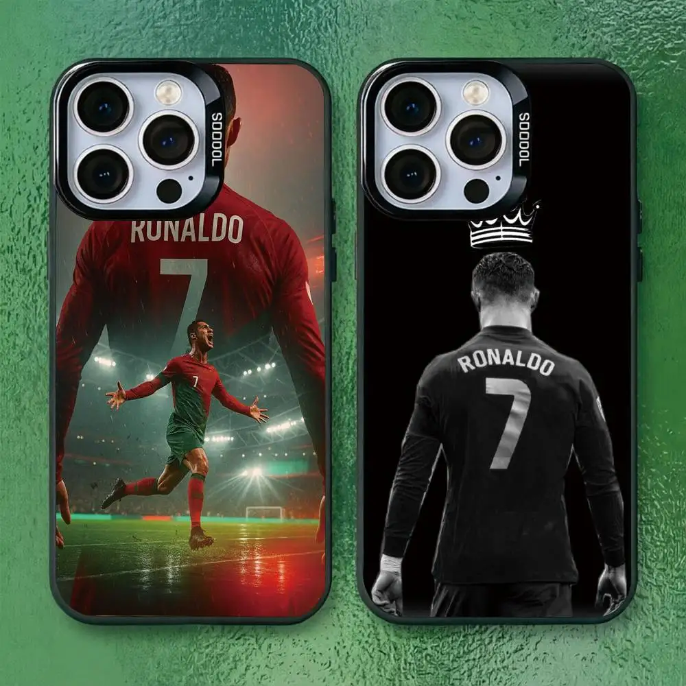 

Football For CR7 R-Ronaldo 7 Phone Case For iPhone 17,16,15,14,13,12,11 Plus,Pro Max,XS,Colorful Silver Phone case Funda Cover