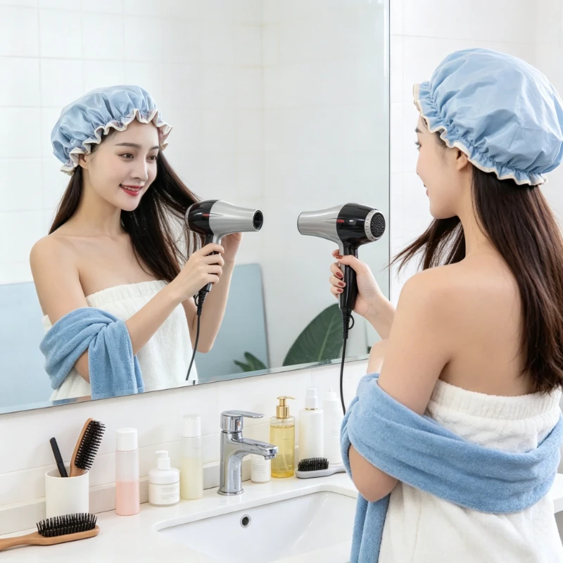 Hair Cover Double Layer Waterproof Oil Proof Cap For Women Kitchen Shower Sleep Multifunctional Bath And Kitchen Accessory